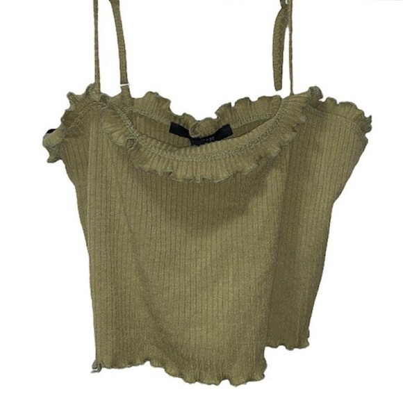 Olive Frill Crop Top - Picture 3 of 4